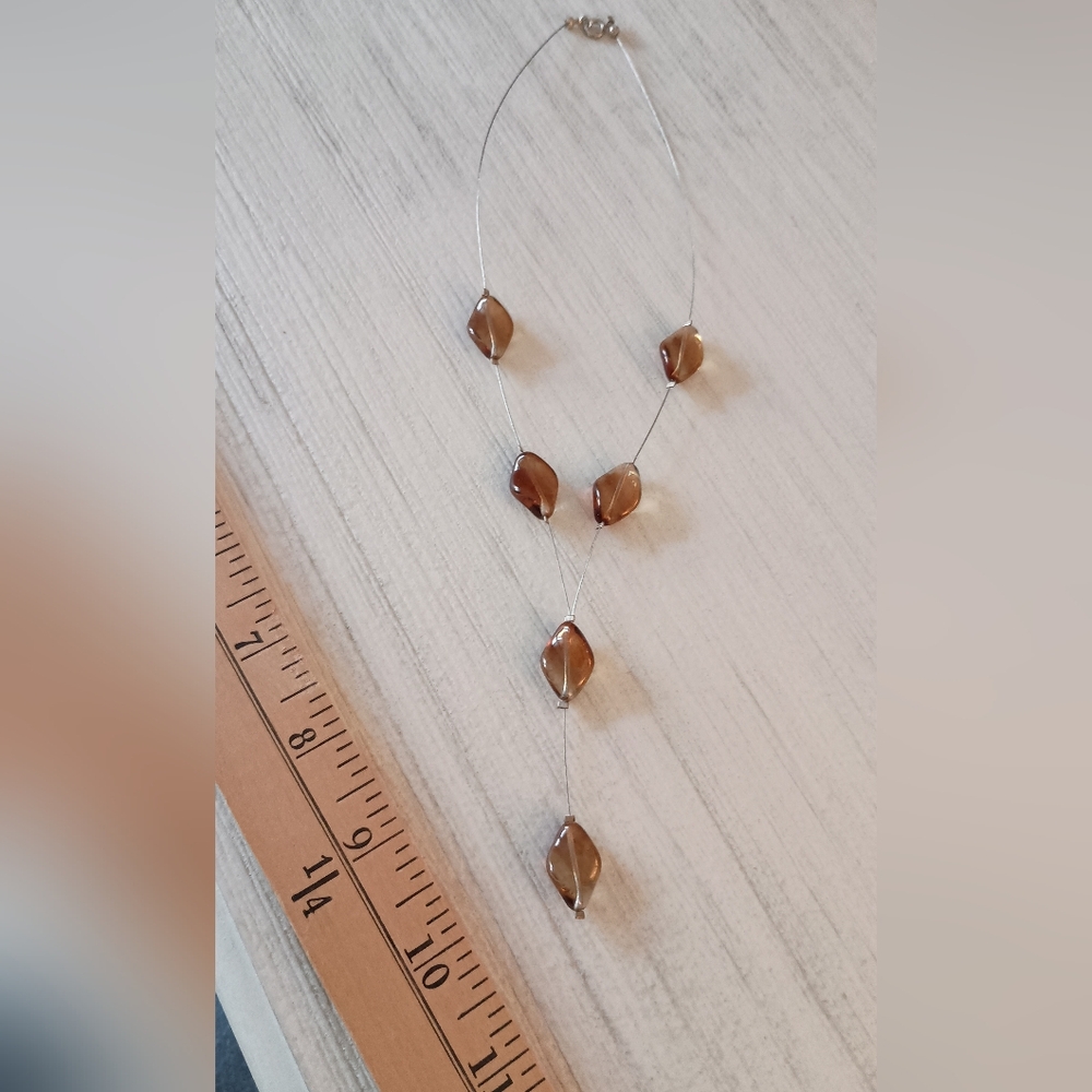 3/$15 Artisan-made Brown Swirl Beaded Necklace on Silver -toned Wire